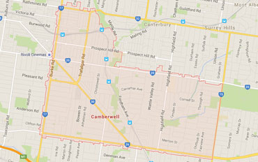 Camberwell Regional Outline according to Google Data 2015