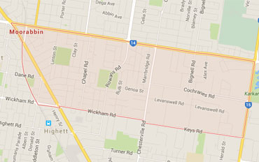 Moorabbin Regional Outline according to Google Data 2015