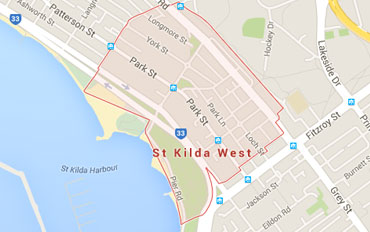 St. Kilda West Regional Outline according to Google Data 2015